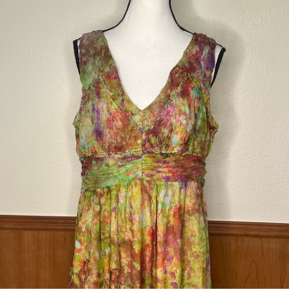 Sundance green floral silk sleeveless dress - Picture 3 of 10